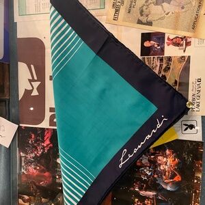 Teal Striped Vintage Scarf by Leonardi